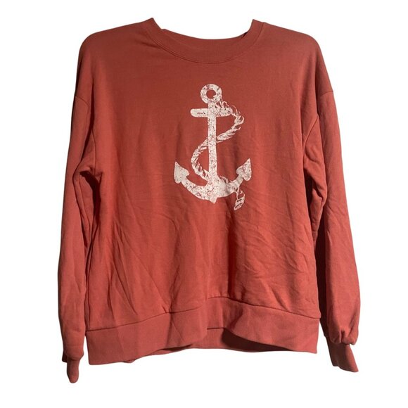 C&C California Faded Rose Vintage Anchor Sweatshirt Womens Large Cotton Rayon - Picture 1 of 9